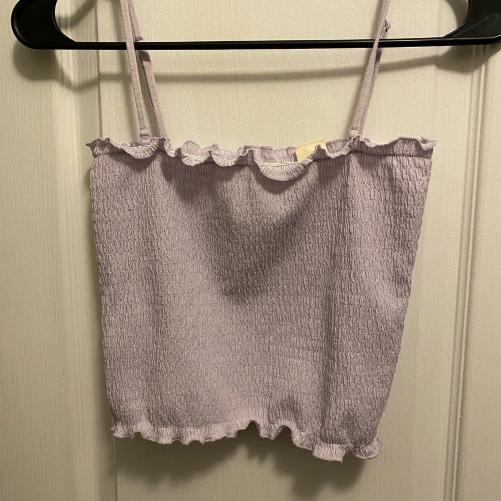 Levi's Purple Smocked Ruffle Crop Camisole